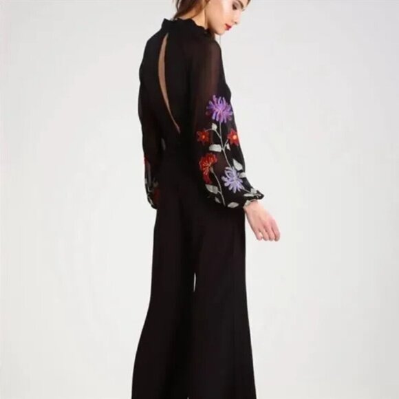 NWT Free People | Smoke Rings Floral Embroidered Sleeve Jumpsuit - Size 8 - Picture 2 of 14